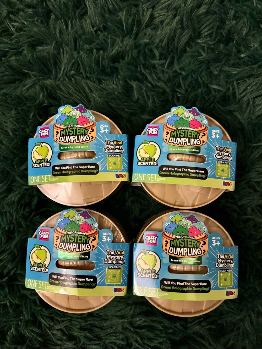 4 Crazy Fun Green Holographic  Mystery Squishy Dumplings Edition SEALED